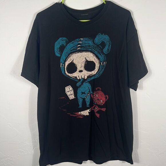 🔥🔥  Akumu Ink unisex Black horror skull bear graphic T-Shirt - Sz XL - EUC - Picture 2 of 5